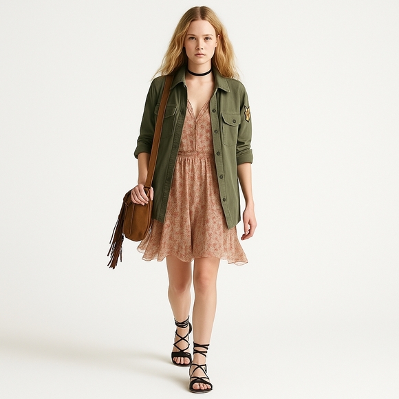 Zadig & Voltaire 100% Silk Layered Mini Dress SVintage‎ Floral Parisian Chic